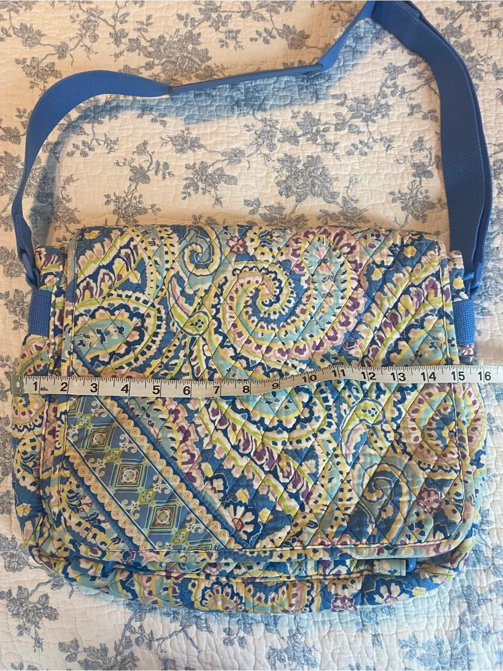 Vera Bradley Vintage Classic Messenger Bag Capri Blue Y2K